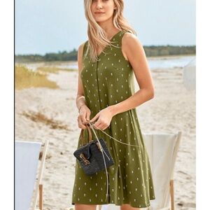 Garnet Hill button front knit tank dress sleeveless relaxed fit A-line